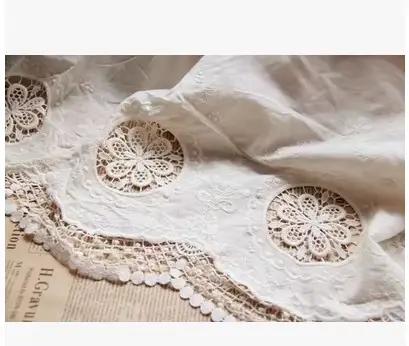 Tissu en dentelle 100% coton blanc, broderie bilatérale, oeillet cercle de fleurs, vêtements de bricolage, robe, rideau, accessoire de couture, 130cm