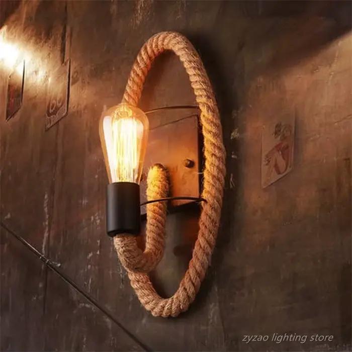 Loft Style rétro chanvre corde applique industrielle Vintage Restaurant luminaires décor à la maison Bar café salle à