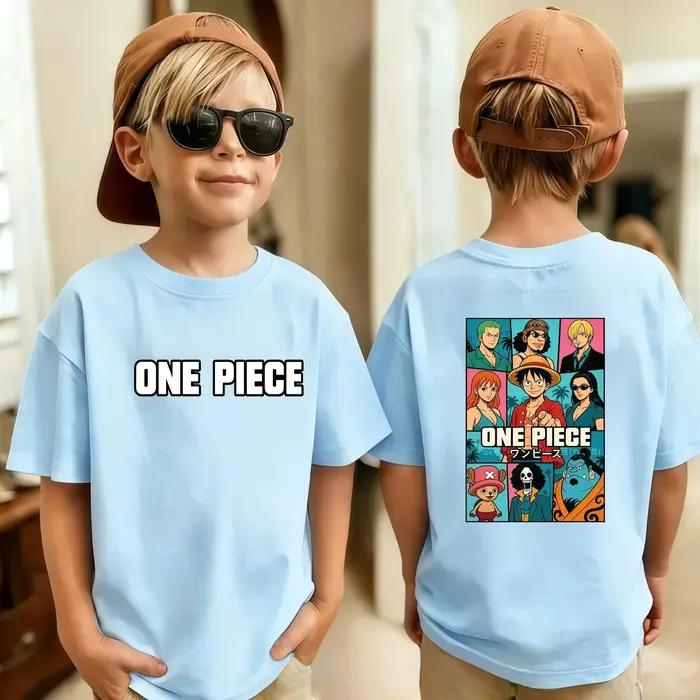 T-shirt One Piece pour garçons et filles, t-shirt d'été pour enfants, t-shirt d'anime Luffy Zoro Nami Chopper, vêtements mignons, t-shirts de dessin animé, cadeaux d'anniversaire