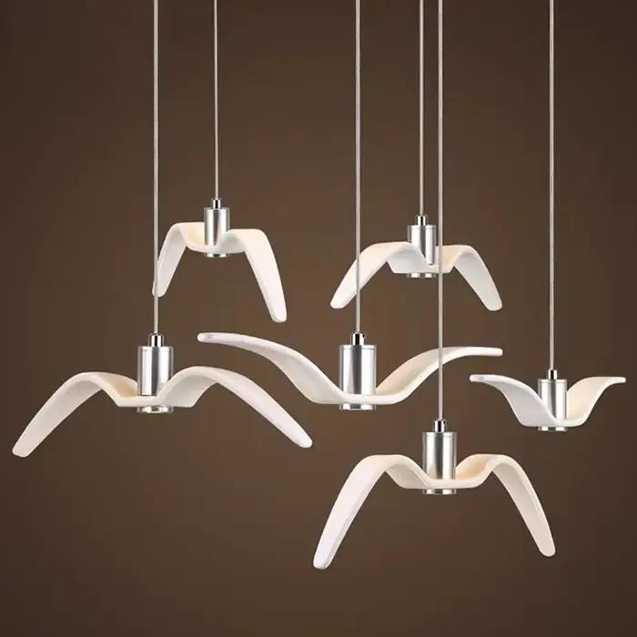 2025 lampe à suspension moderne mouette Design Led lustres créatifs pour Bar/cuisine oiseaux lustre plafonnier Luminaire