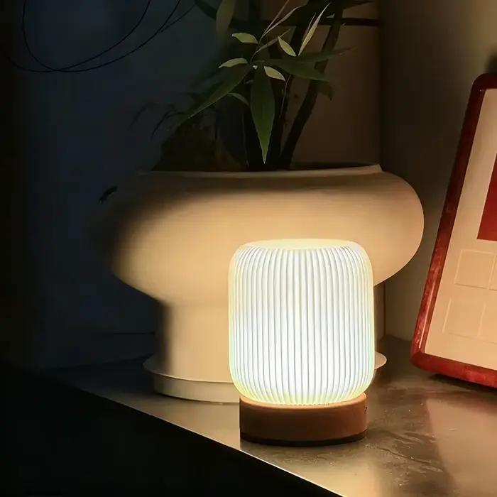 Grain de bois tactile veilleuse Pat lampe de Table chambre