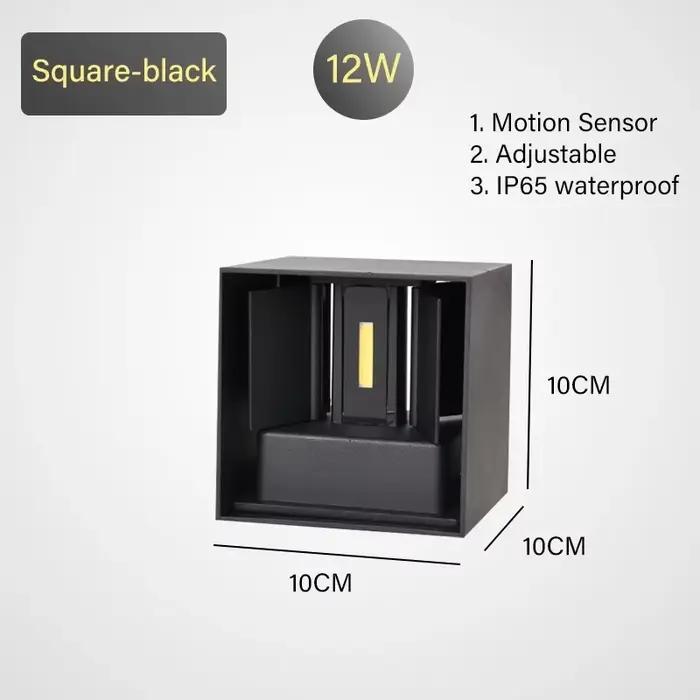 Capteur de mouvement extérieur mur LED lumière mur LED applique carré étanche IP65 porche jardin