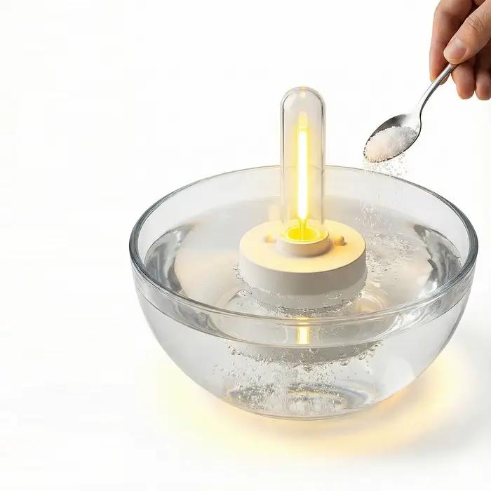 Lampe à sel sans batterie alimentée par l'eau salée lumière d'urgence Permaglow lanterne de camping sans flamme pour intérieur maison apprentissage enfants éducation durable sans piles recharge nécessaire pour usage domestique et sécurité
