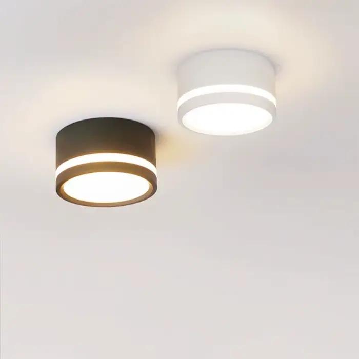 Plafonnier Spot lampe ronde Led salon Downlight monté en Surface AC220v Luminaire lumière décor à la maison 7W 10W blanc chaud
