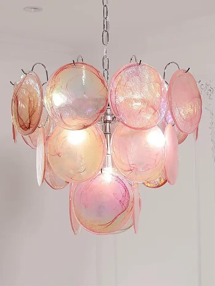 Plafonnier LED Vintage en Verre Rouge Design Art Déco Chandeliers Lustres Installation Semi-Encastrée Occasions Spéciales
