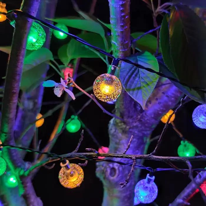 Boule à bulles solaire lampe chaîne lumières gouttes d'eau en plein air étanche orbe