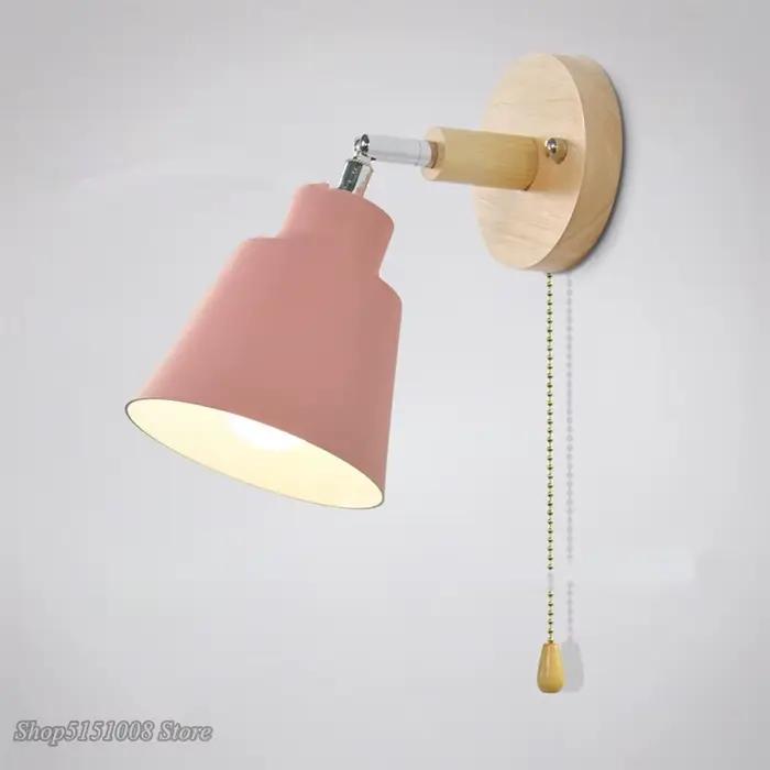 Appliques murales nordiques en bois avec interrupteur à fermeture éclair applique murale moderne chambre lampe de