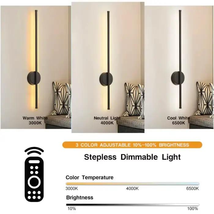 Applique murale LED rechargeable sans fil moderne pour chambre à coucher avec télécommande et contrôle tactile