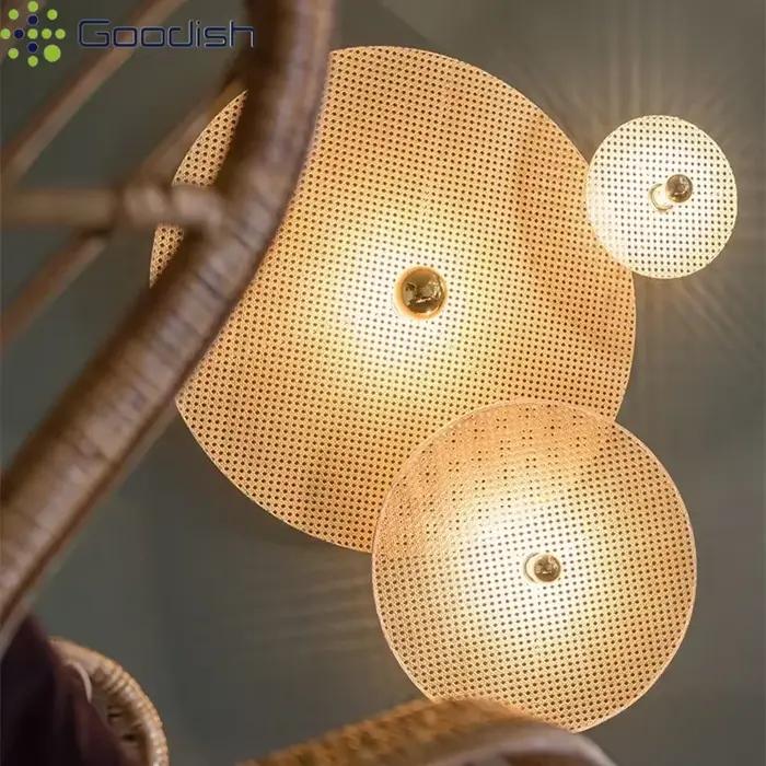Lampes murales modernes en rotin Wabi-sabi LED lumières en osier couloir classique Loft