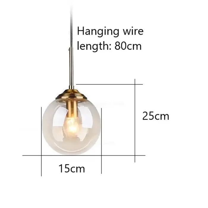 Lampes suspendues nordiques modernes en forme d'île de boule de verre gris