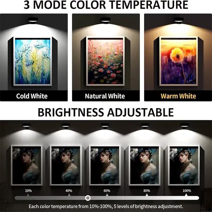Lampes LED Magnétiques avec 3 Modes de Couleur et Intensité Réglable pour Montage Mural - Super-Cheese