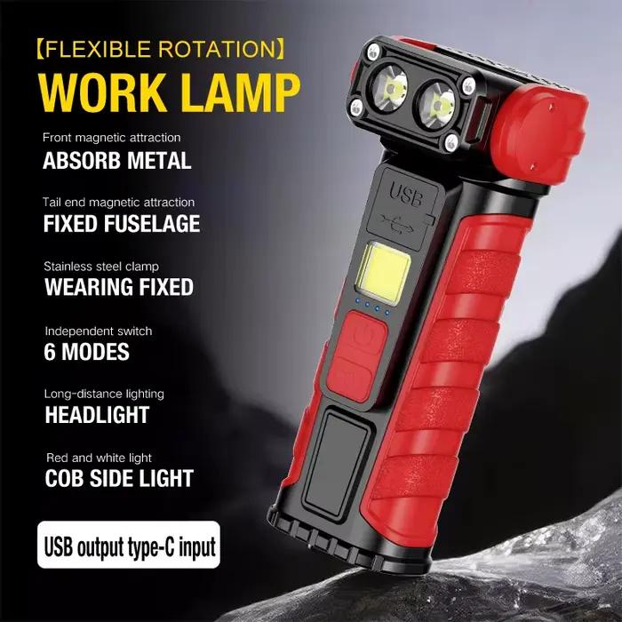Lampe de poche Portable haute puissance, lampe de travail multifonctionnelle avec Clip, torche de poche Super brillante, Mini porte-clés magnétique LED