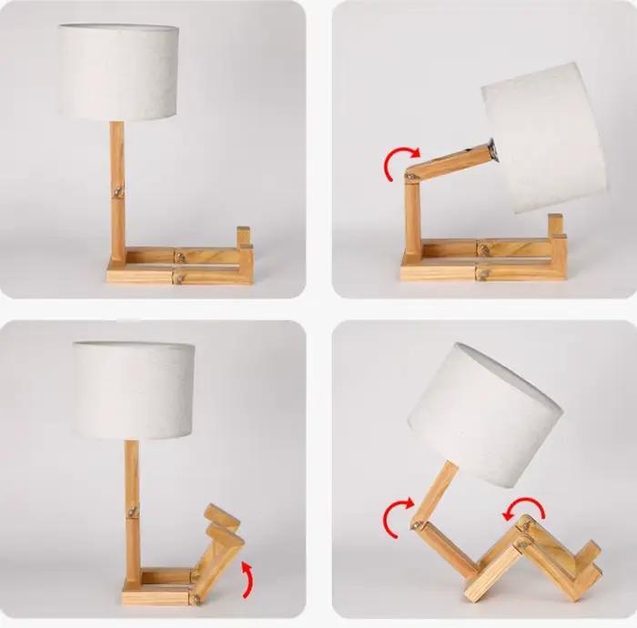 Lampe de Table créative en forme de Robot en bois