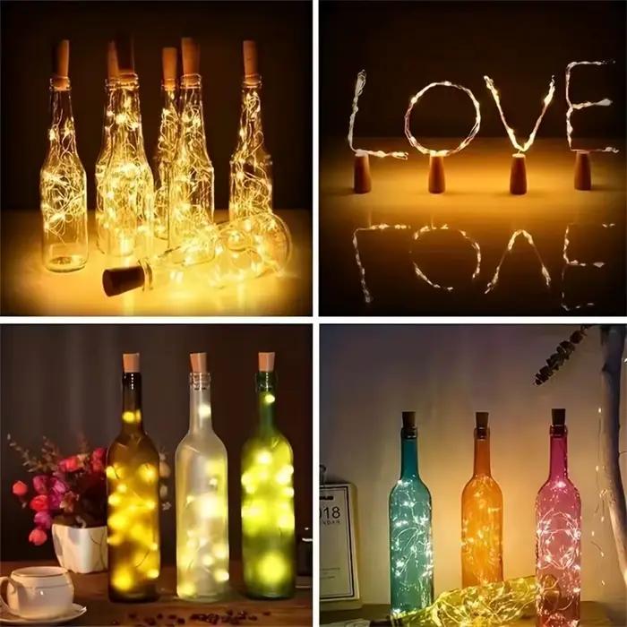 Lot de 2/5/10 lampes bouchon de bouteille de vin 2M20LED blanc chaud, idéales pour les fêtes, mariages, maison, chambre, intérieur, décoration de fête