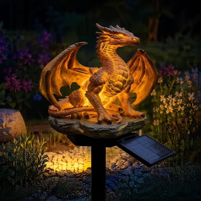 Lampe solaire Dragon d'extérieur à économie d'énergie, forme gothique unique pour la décoration de la maison, de la cour, de la pelouse, du porche et du balcon