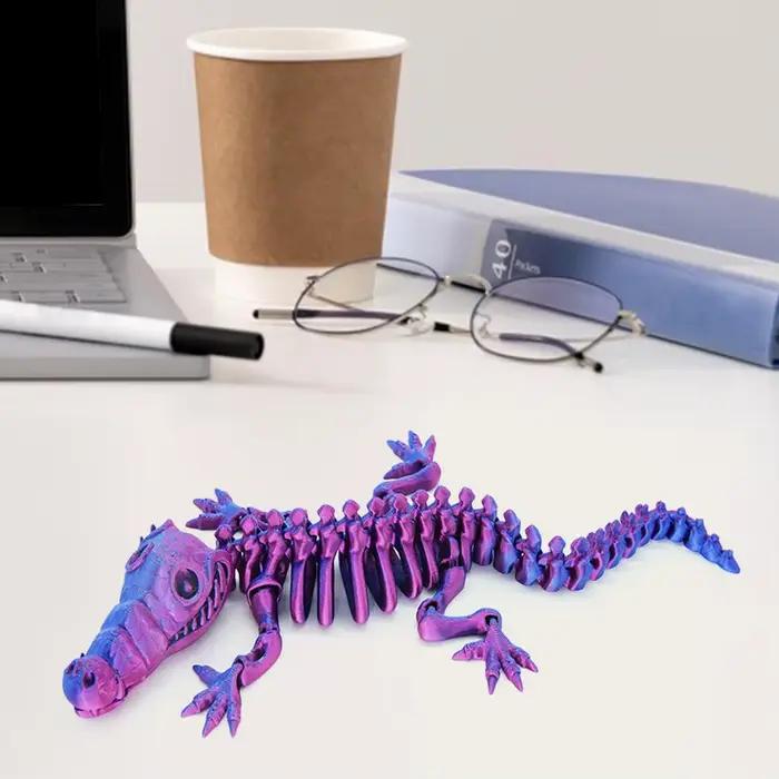 Figurine de crocodile en plastique imprimée en 3D, figurine mobile JoendocSophia, statue de crocodile, Sculpture de crocodile colorée, posable
