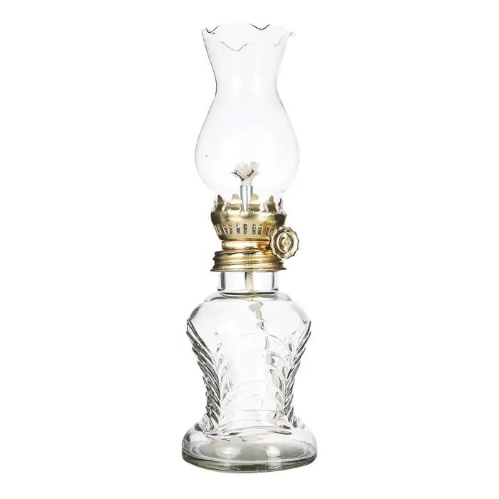 Lampe à huile en verre transparent pour usage intérieur