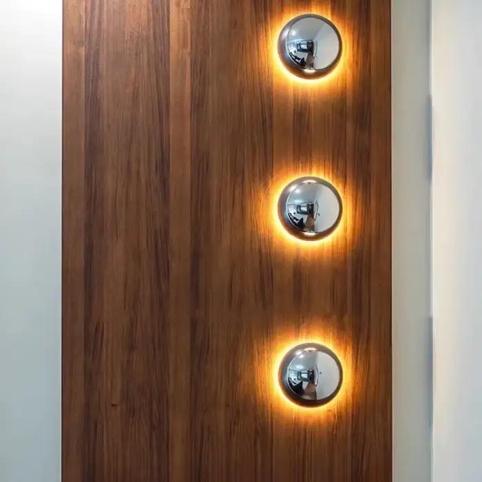 Lampe murale luxueuse en argent plaqué, style nordique minimaliste, moderne et simple, circulaire, pour couloir, escalier, lampe de chevet effet éclipse lunaire, décoration intérieure