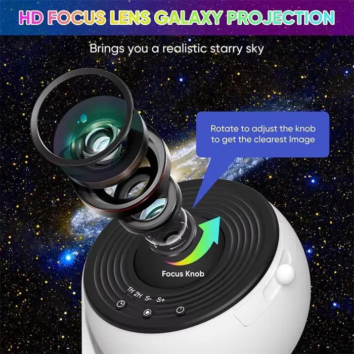 Projecteur de galaxie veilleuse LED projecteur de ciel étoilé 360 ° Lampe de nuit planétarium rotative, pour chambre décorative, cadeau pour enfants