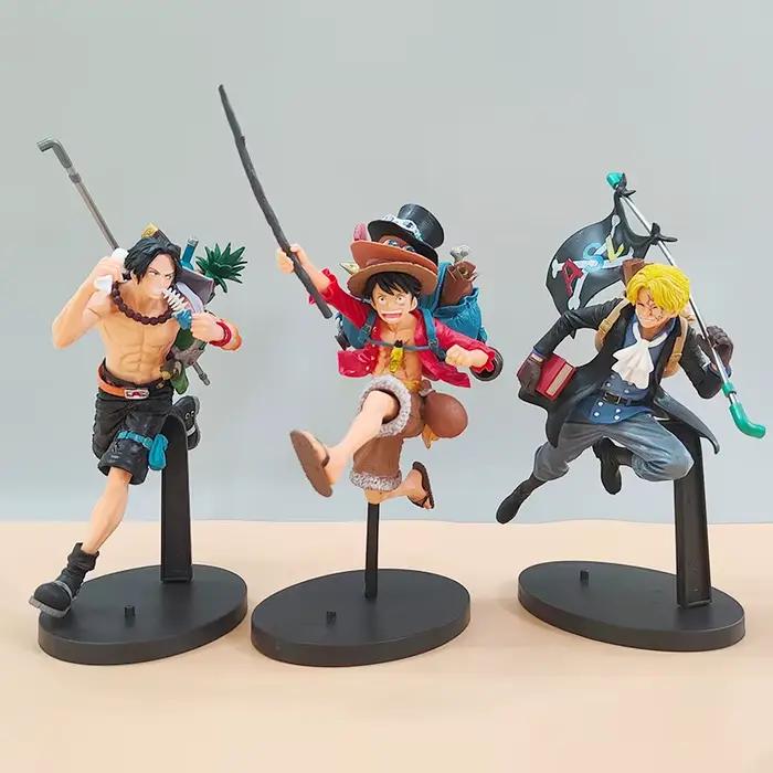 Figurines One Piece Luffy Trois Frères Sabo Ace Luffy Modèle Anime Décoration de Bureau Collection Cadeaux
