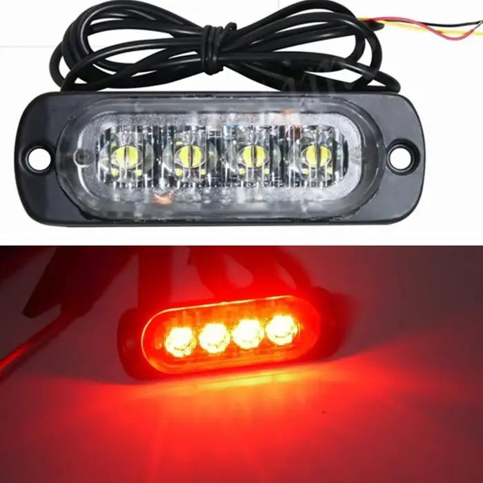 Lumière stroboscopique à 4LED pour voiture, lampes de signalisation d'urgence, lumière stroboscopique en iode, éclairage clignotant automatique pour camion, 12V, 24V
