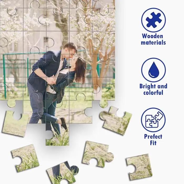 Puzzle photo personnalisé, image de couple sur mesure, ornement fait main, souvenir unique, cadeau pour anniversaire, anniversaire de mariage, amoureux