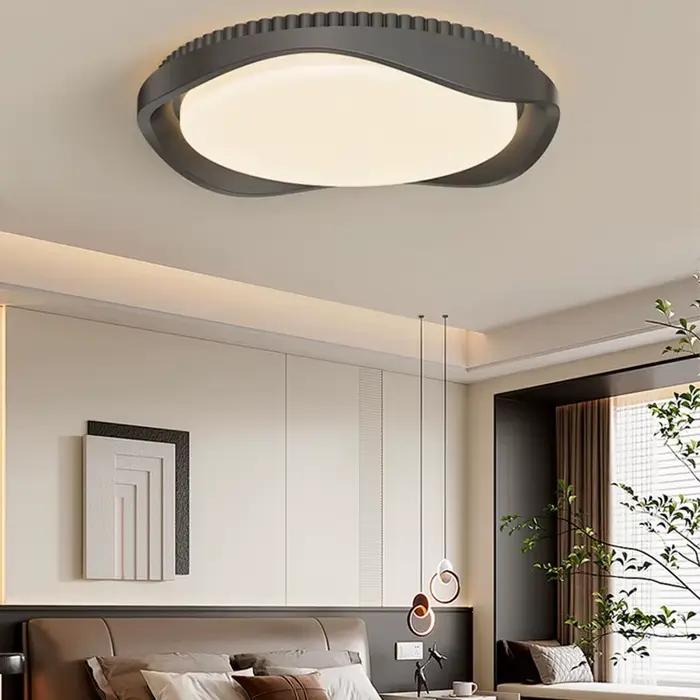 Lampe plafonnier moderne à LEDs en fer pour chambre salle de bain cuisine couloir balcon éclairage quotidien adaptable à intensité variable et télécommande