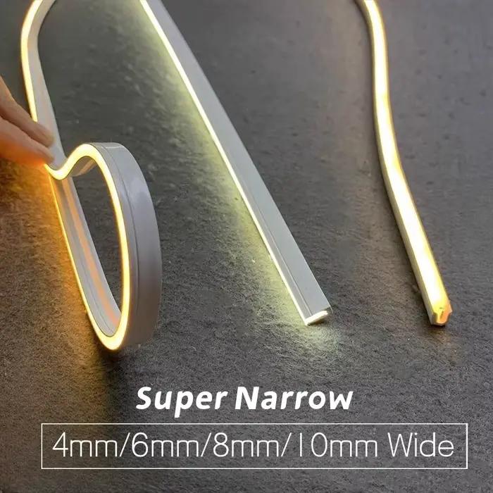 4/6/8/10mm LED étroite néon Silicone Tube corde lampe encastré DC12V Flexible étanche diffuseur armoire placard ruban bande lumineuse