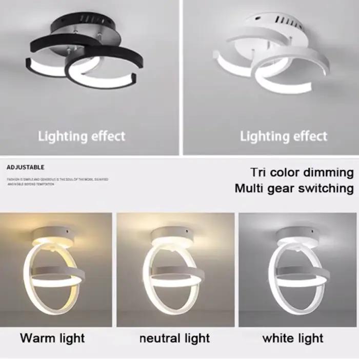 Plafond moderne à LEDs lumière 2 anneaux Design créatif plafonnier luminaires d'intérieur couloir balcon allée bureau