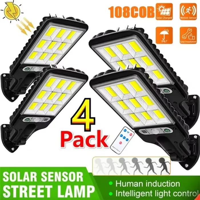 1/2/3/4 pièces lumières solaires extérieures 3 Modes 200COB lampadaire étanche capteur de mouvement éclairage de sécurité pour jardin Patio chemin cour