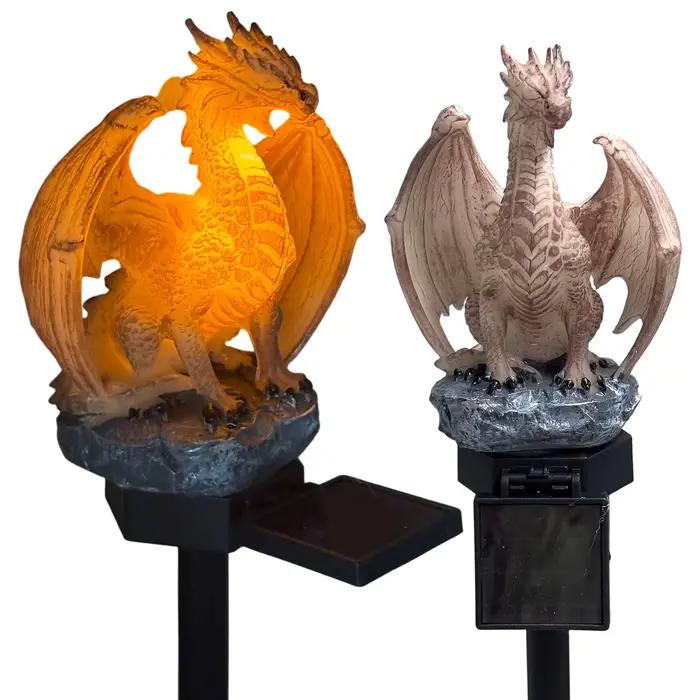 Lampe solaire Dragon Light, figurine de dragon écoénergétique, forme gothique unique pour la décoration de la maison, de la cour, de la pelouse, du porche, du balcon