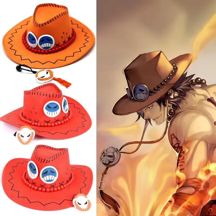 Casquette de Cowboy One Piece Portgas D. Ace pour Hommes et Femmes, Chapeau de Pirate, Jouets, Cadeaux d'Anniversaire pour Fans