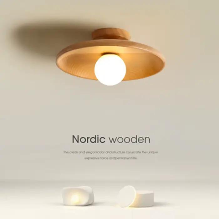 Plafonnier nordique rond en bois moderne pour chambre à coucher entrée couloir enfant et autres pièces occasionnels décoration intérieure élégante chaleur naturelle