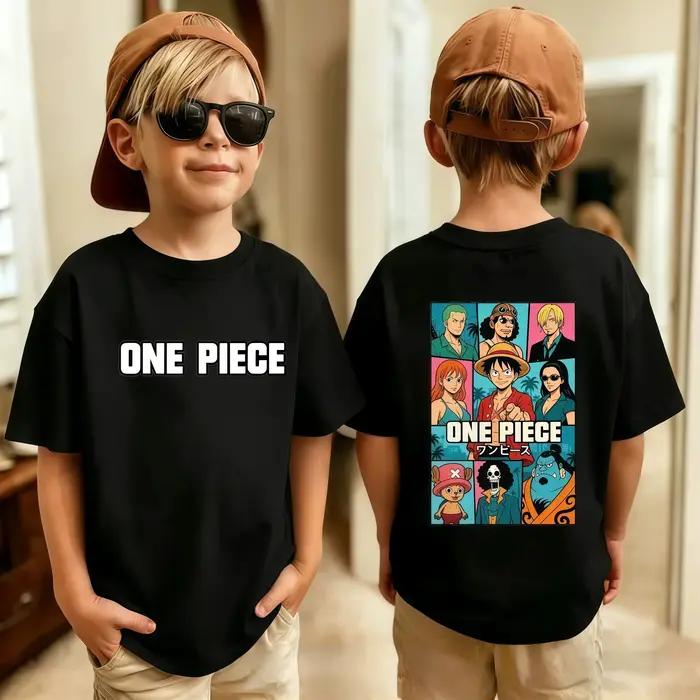 T-shirt One Piece pour garçons et filles, t-shirt d'été pour enfants, t-shirt d'anime Luffy Zoro Nami Chopper, vêtements mignons, t-shirts de dessin animé, cadeaux d'anniversaire