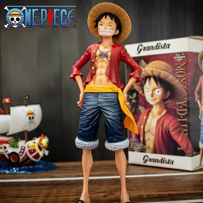 Figurine d'action One Piece Monkey D. Luffy de 28 cm, Luffy souriant et confiant, avec trois formes de visage interchangeables, modèle en PVC