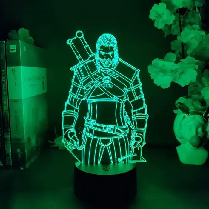 Veilleuse en forme de figurine d'action The Witcher avec 7 couleurs changeantes pour décoration de mancave, chambre d'enfant, bureau ou occasion festive