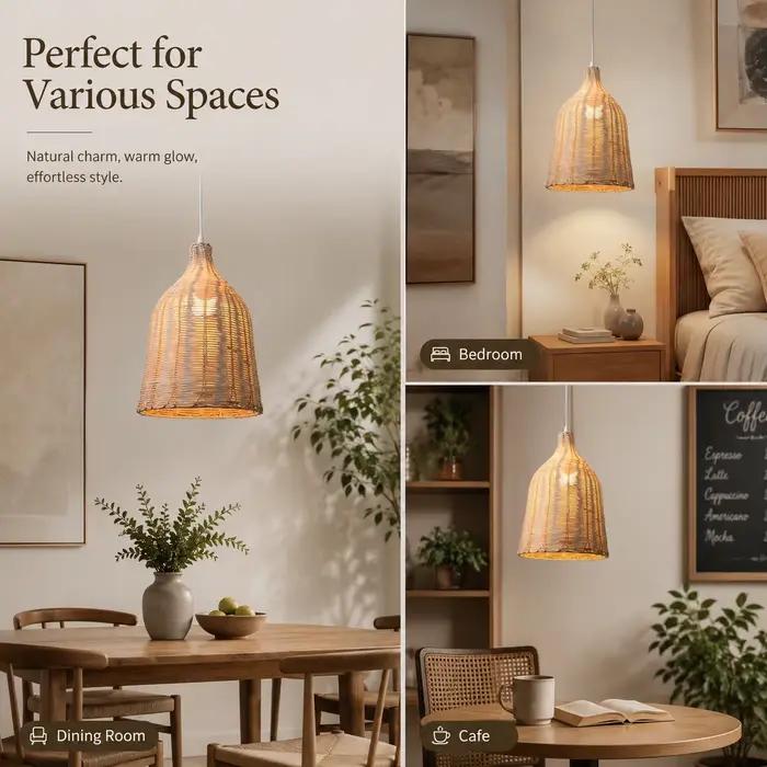 Lampe suspendue artisanale en bambou JOYINLED