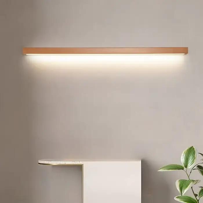 Lampe murale longue en bois massif de style japonais