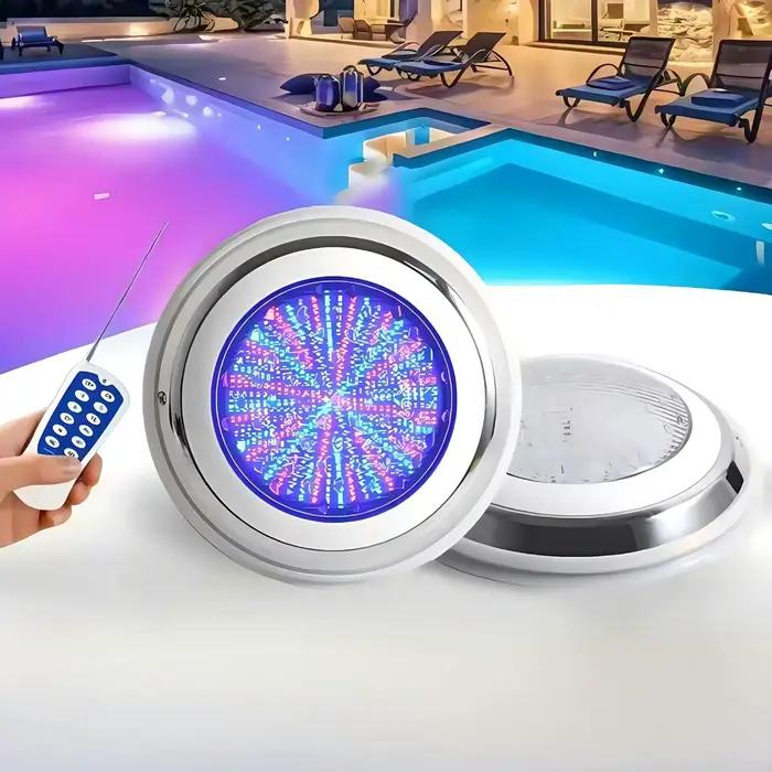 Lampe LED pour piscine, AC12V, en acier inoxydable, IP68, 9W, 12W, 18W, 24W, 36W, télécommande sous-marine, lampes RGB, bleu/blanc chaud/blanc