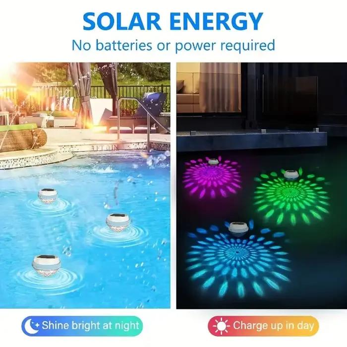 Lumière solaire flottante pour piscine, éclairage LED automatique la nuit, recharge automatique et arrêt des lumières de jour, colorée