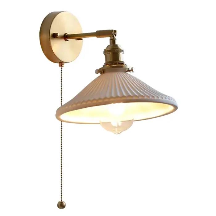 Lampe murale moderne en céramique blanche avec interrupteur à tirer pour éclairer la chambre, le couloir, l'entrée, la cuisine, la salle à manger, la salle de bains et plus encore