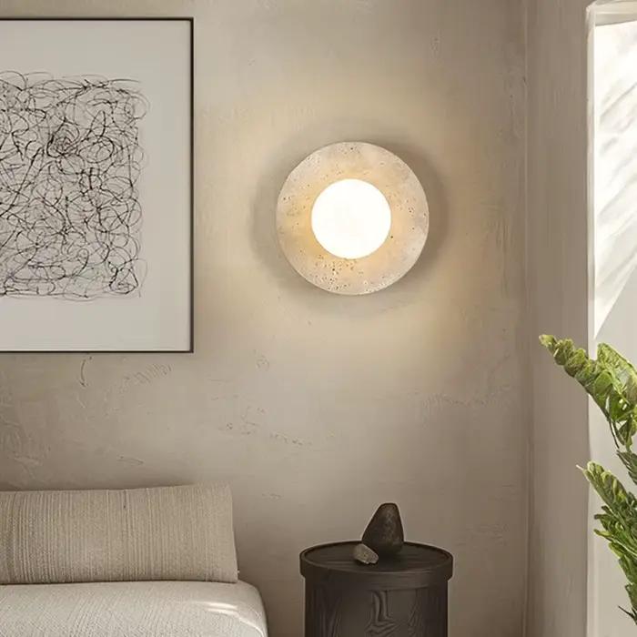 IWHD moderne mur LED lampe jaune travertin verre abat-jour Applique intérieure chambre décoration chevet éclairage Applique murale