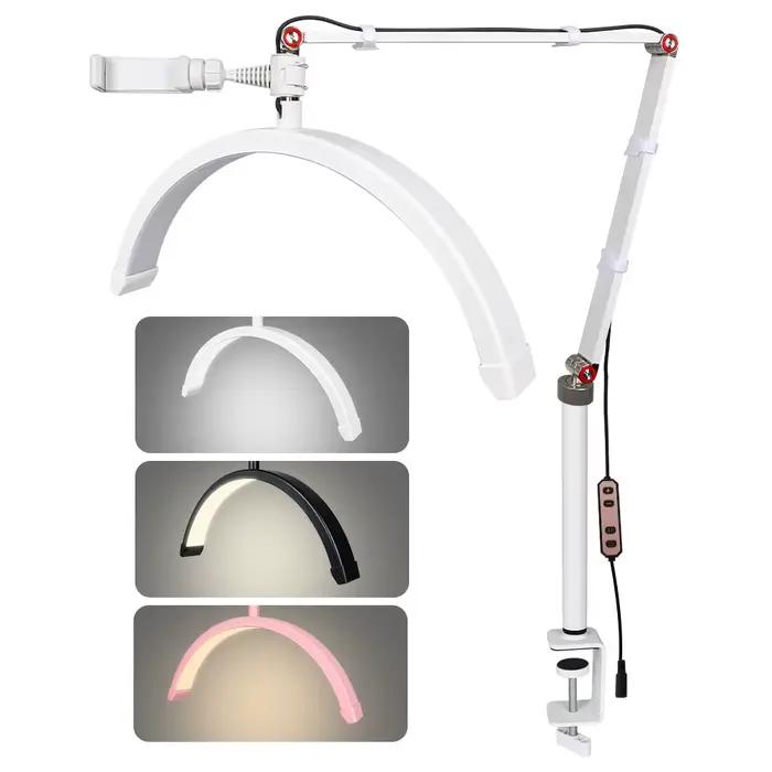 Lampe de bureau LED demi-lune 16 pouces avec support de téléphone et pince