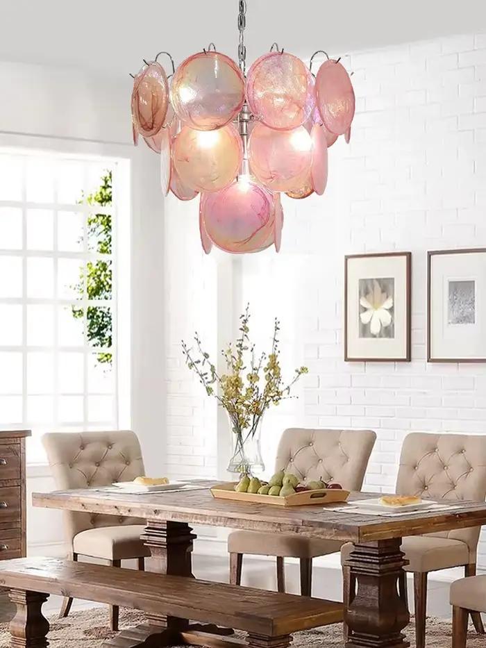 Plafonnier LED Vintage en Verre Rouge Design Art Déco Chandeliers Lustres Installation Semi-Encastrée Occasions Spéciales
