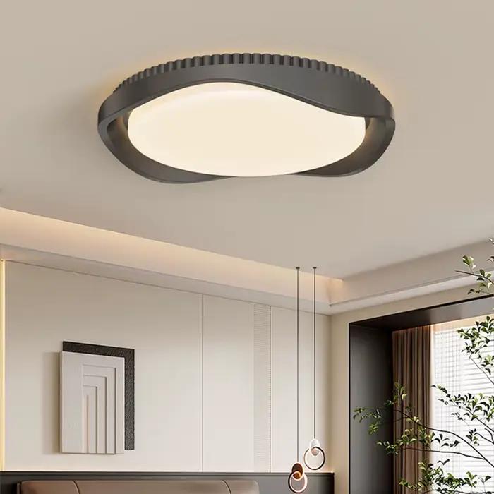 Lampe plafonnier moderne à LEDs en fer pour chambre salle de bain cuisine couloir balcon éclairage quotidien adaptable à intensité variable et télécommande