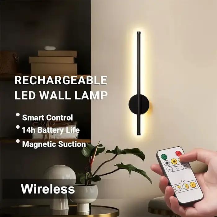 Applique murale LED rechargeable sans fil moderne pour chambre à coucher avec télécommande et contrôle tactile
