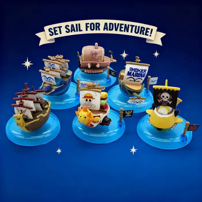 Lot de 6 figurines de bateaux pirates One Piece : Sunny, Go Merry, Blackbeard – Modèles décoratifs pour boîtier PC