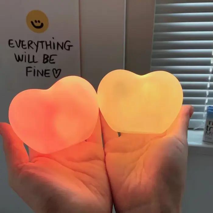 Lampe LED 3D créative en forme de cœur d'amour, veilleuse romantique rouge rose pour mariage, ornement d'anniversaire, noël, décoration de lumière ambiante pour la maison