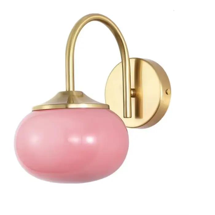 Applique murale moderne en forme de boule de verre rose et blanche élégante pour fille salon chambre à coucher cuisine boutique luminaire mural flux lumineux LED haute qualité matériau métal zone d'éclairage 3-5 mètres carrés installation facile inclusion de LED occasionnelle usage personnel ou comm