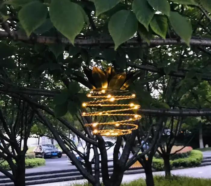 Lampes solaires ananas fer Art lanternes Led fil de cuivre cordes lumineuses extérieur étanche jardin décoratif